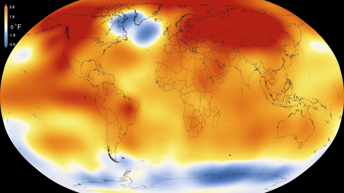 Il 2016 è l’anno più caldo sul pianeta dal 1880